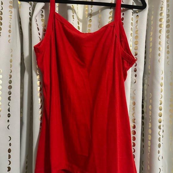Women's Red Satin-Trim Camisole Tank Top - Picture 4 of 4